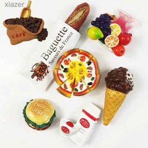 Ímãs de geladeira 3d adesivos de ímã congelado decoração de casa moda comida leite pizza hamburger suco decoração kawaii wx