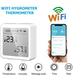 ゲージwifi hygrometer温度計アプリアラート付きワイヤレス湿度モニター屋内屋外湿度センサーAlexa Google Assistan