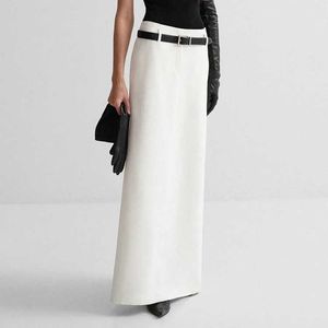 Skirts Leisure white straight skirt womens fashion 2022 elegant high waisted long skirt simple office womens skirt womens clothing Q240507