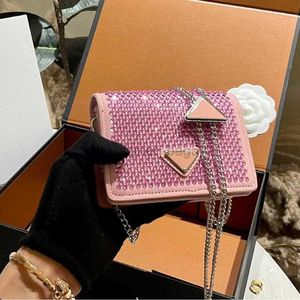 10A+ Mirror quality Designer bag New Chain Diamond Card Small Square Bag Single Shoulder Crossbody Mini Water Diamond Change Earphone Decorative Box for Women