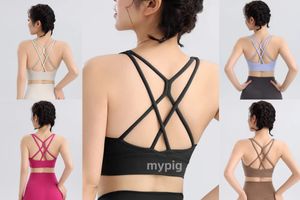 Fixed chest pad sports bra, beautiful back thin strap shock-absorbing yoga vest best-selling fitness and running underwear for women