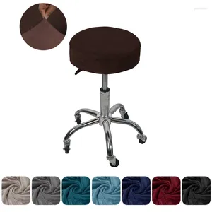 Chair Covers Super Soft Velvet Round Bar Stool Cover Elastic All Inclusive Dustproof Swivel Chairs Slipcovers For Home Banquet