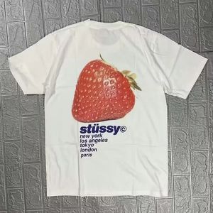 Trendy Streetwear Y2K Harajuku Hip Hop Strawberry Print T-shirt Menções de camisetas grandes mulheres 100% algodão Crewneck Top de manga curta 240430