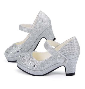 Crianças Sapatos de princesa para meninas sandálias de salto alto glitter brilhante shiny shinestone enfrants preenchem tênis de festa de festa 8049947