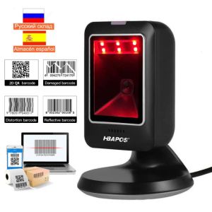 Scanner BARCOD Reader Desktop 1D 2D QR Reader, OmnIdirectional Handsfree USB Wired Code Scanner per POS PC Supermarket Store