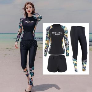 Supitus Women's Tree -Element Swimsuits Długie rękawowe koszulę z legginsami stroje kąpielowe Ochrażnia Słońca UV Athletic Tankini