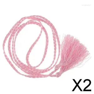 Bälten 2x Women Girl Tassel Long Hair Band Rope Ring Ties Accessories Pink