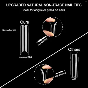 FALSE NAILS EXTRA LÅNG KLAR INGEN C CURVE NAIL TOPS 11 Storlekar Rak Square Half Cover för salong och DIY