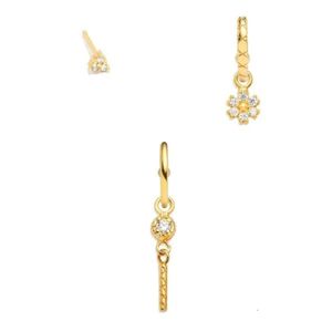 Orecchini per borchie assistenti 3pcs 925 punk in argento sterling per donne piercing oro piercing zircone ragazza zircone gioielli bijoux femme brincos