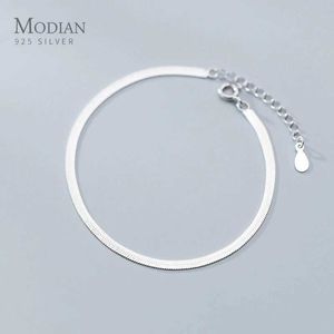 Bangle Modian Classic 925 Sterling Silver Charm Armband eller Anklet Lämpligt för kvinnors justerbara ormbenkedja Utsökta smycken 2020 Design Q240506