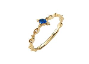 R530 Lyxig bröllopsringar smycken Kvinna Ny stil Thin Blue Square Rings for Women Gold Color White Rystal Size67124848311559