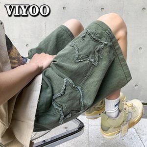 5XL Mens Y2K Oversized Star Denim Shorts Men Vintage Harajuku Jeans Summer High Waist Streetwear Korean 240426
