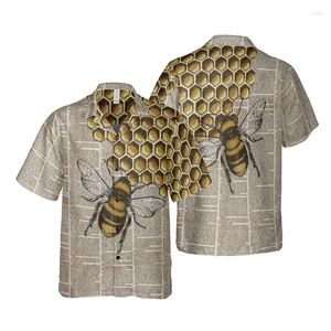 Camicie casual maschile Apesità estetica Stampa 3D per uomini vestiti per animali Hawaiian Honey Beach Beach Beach Kids Clegole Insect Insect Tops