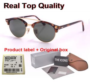 Glues de designer de marca ClubRound Double Bridge Style UV Glass Lens Sunglasses Suns Men Men Men Vintage Sun Glasses Oculos de Sol com varejo case76668964