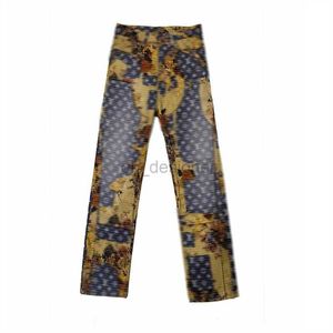 Męskie dżinsy designerskie spodnie lekkie luksusowe i modne sprężyste spodnie kwiatowe amerykańskie retro ciężkie przemyślenie stary druk splatanie K636SS