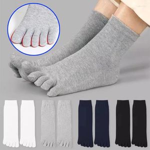 Men's Socks Men Solid Color Toe Breathable Cotton Five Fingers Sports Running Sweat Absorbent Antibacterial Ankle Crew