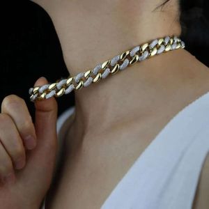 Chains Styles Punk Miami Cuban Choker Necklace Collar Statement Hip Hop CZ Big Chunky Two Tone Chain Jewelry