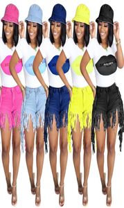 Summer Women Short Tassel Dżinsy Dżinsy o wysokiej talii projektant mody zabytkowe szorty dżinsy żeńskie chude spodnie 7561160