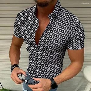 Erkekler Sıradan Gömlek Gömlek Toka Kısa Kollu Giyim Top 3D Baskı 9 Renkli Moda Büyük Boy Büyük Boyut Konforlu Kumaş XS-4XL