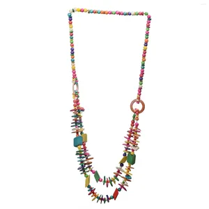 Чокер плетеное ожерелье 2 слоя ювелирных изделий смешанные многоцветные винтажные антикварные кокосовые ракушка деревянные бусинки богемия декор
