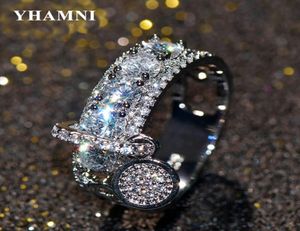 Yamni Luxury Bright циркона обручавшегося кольца винтаж Bijoux Original 925 Серебряные обручальные кольца для женщин.