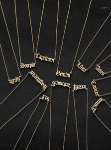 12 Zodiac Letter Constellations Pendants Necklace For Women Men Virgo Libra Scorpio Skytten Capricorn Aquarius Birthday Gift13839493