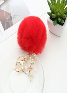 New Ballerina Girl y Imitated Rabbit Fur Ball Key chain Ballet Girl Car Key Ring Decoration Party Gift For Purse Bag PR50015721518