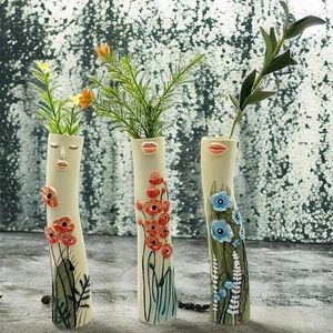 Vasen Familie Knospen elegante Figur Dame Körperform Trockenblume Vase |Romantische Dekoration für Wohnzimmereingang im Wohnzimmer