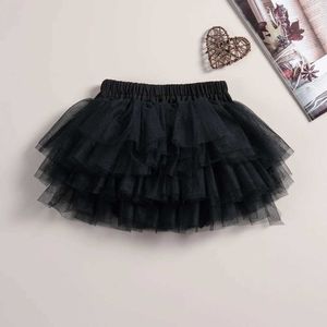 Туто платье 2024 Новая летняя девочка -малыша мода мода Super Cool Rock Style Black Rainbow Tulle Юбка Dutu D240507