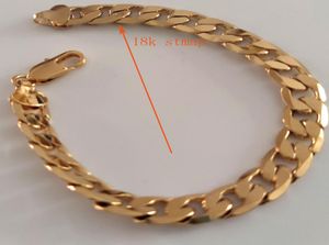 18ct желтого золота GF тяжелый майами кубинский звенья цепь мужской браслет твердые настоящие коренастые украшения 21cm6799467
