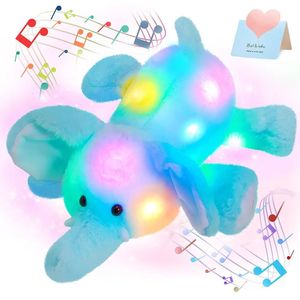 45cm Blue Elephant LED Light-up Stuffed Animals Toys Gift Luminous Elephant Glowing Cute Soft Toys for Girls Kids 240419