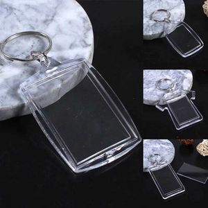 Keychains Lanyards 1pc Clear Acrylic Photo Frame Key Chain DIY TOME BILD FRALL PAG Pendants Key Holder Mini Picture Frame Clip Keyring Smycken