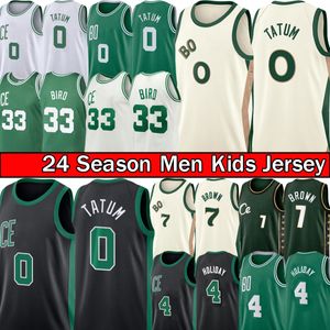 0 Jayson Tatum Basketbol Formaları Jaylen Brown Bostons City Celtices Jersey 4 Jrue Holiday Retro Larry 33 Kuş 2023-24 Erkek Çocuklar Gençlik Yeşil Edition Shirt S-XXL