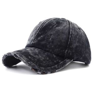 ボールキャップ2024新しいヴィンテージウォッシュデニム野球キャップ女性黒い固体の苦しめられたジャンスナップバック帽子Gorras Para Hombres D240507