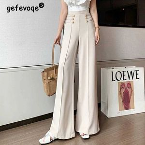 Calças femininas Capris Corean Fashion Vintage Office Lady Lady Elegant Wide Leg -Pants Mulheres Mulheres Solid Solid Caists Straight Troushers 2023 Autumn Winter Pantnes Y240504