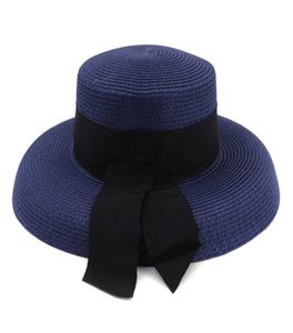 Fluppy Dirdable Ladies Straw Hat Wide Brim Hepburn Wind Summer Viagem ao ar livre Férias de praia Seaside Sun Hat3914284