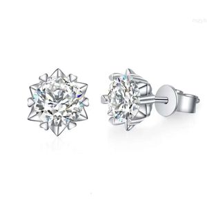 2024 Newest Trendy Jewelry Snowflake Moissanite Stud Earring 925 Sterling Silver Diamond for Ladies