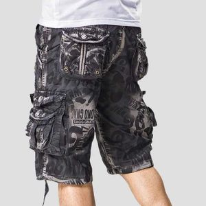 Men's Shorts Y2k retro mens camouflage cargo shorts summer oversized multi pocket mens outdoor casual oversized loose pants J240507