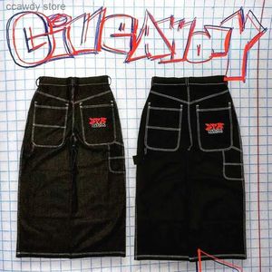 Women's Jeans Hip Hop Rock broidery 3PM Baggy Y2k Women Strt Pattern Vintage Harajuku High Waist Wide g Straight Pants H240507