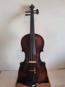 7/8サイズのバイオリンストラディモデルフレーム付きメープルバックスプルーストップハンド彫刻K3954
