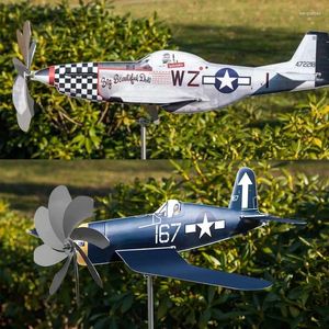 Garden Decorations Aircraft Wind Vane Metal Stainless Steel Ornament Patio Windmill Detection Tool