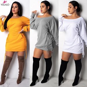 Casual Dresses Volalo Women Cloak Sleeve Dress Party Runched Long Slim Fit Club Bodycon Mini