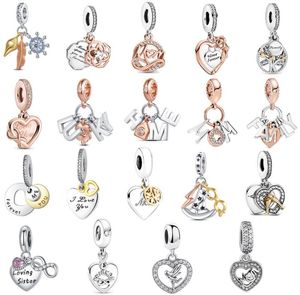 S925 Sterling Silver Charms Lettere fai -da -te Pendianti di moda per le donne in perline di rosa originale per nuovi braccialetti da donna di lusso Mom Gioielli Regali2021369