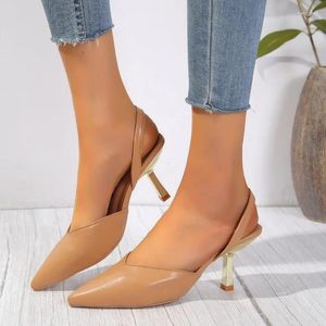 Dress Shoes Women's 2024 Plus Size Slingbacks High Heels Slip-on Party Pump Women Pointed Toe Thin Closed Sandals