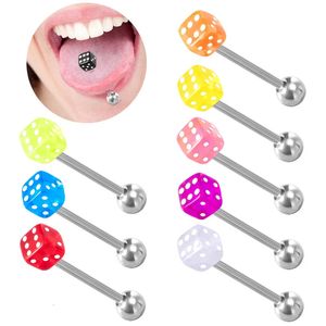 2 pezzi di buona fortuna anello per le lingue per piercing in acciaio per piercing colorato stallone labret per donne uomini per uomini gioielli 14g 240429