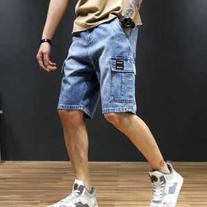 2024 Summer Mens Workwear S Denim Shorts Trend Loose Fit Overized Multi Pocket Casual 240426