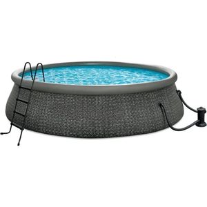 Piscina set con piscina da 188 pollici anello gonfiabile circolare superiore per esterno pompa filtro equipaggiata grigio 240506