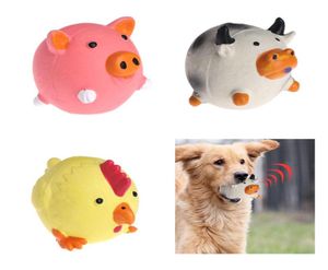 Pet Squeak Toys Cats Dogs Balls Cute Vaca Frango Squeaker Latex Mastigador de dentes Babba Limpeza de Pet Supplies C424455108