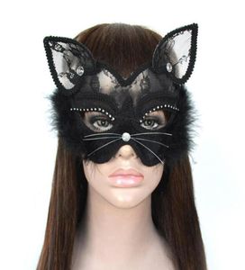 Masquerad Mask Lace Sexig Female Animal Cat Face PVC Halloween Mask Christmas Supplies GD5204964065