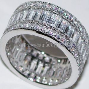 Choucong Princess Cut Stone Diamond 10kt White Gold Preefled Banding Ring Set SZ 5-11 Presente 285q